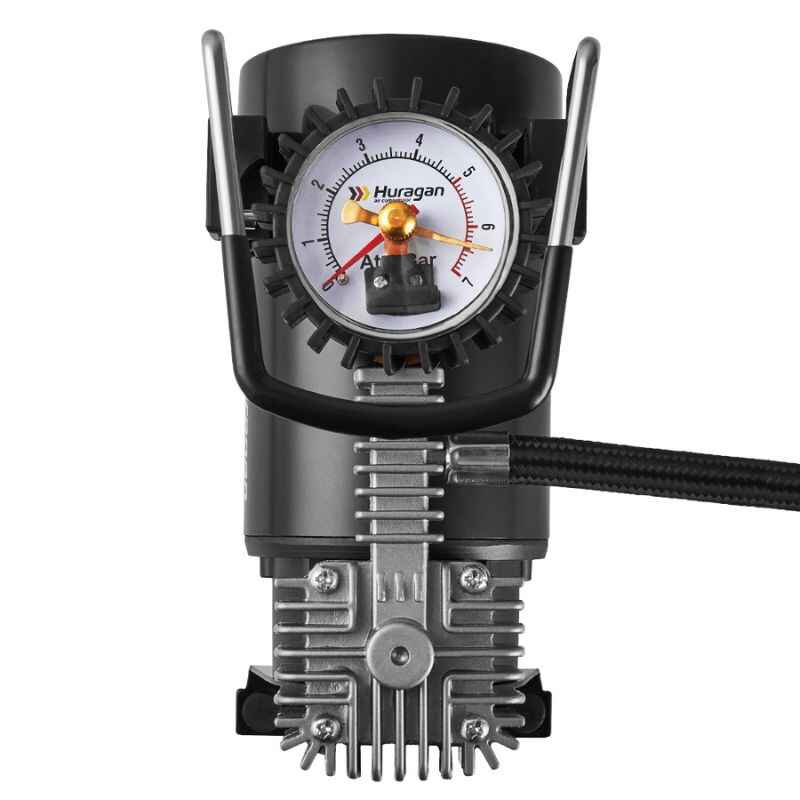 Автокомпресор однопоршневий від прикурювача HURAGAN автомобільний компресор з автостопом для шин R13-R16 7Атм 37л/хв 170Вт (H0400)