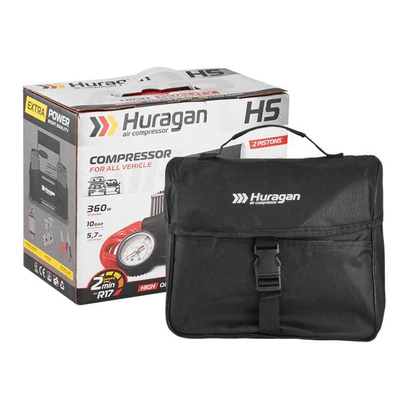 Автокомпресор двопоршневий на клеми АКБ HURAGAN автомобільний компресор для шин R13-R19 85 л/хв 10Атм (H0500)