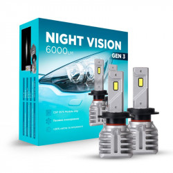 Світлодіодні лампи Н7 для авто Carlamp Night Vision Gen 3 Led автолампи 5500K 6000 Lm (NVG3H7)