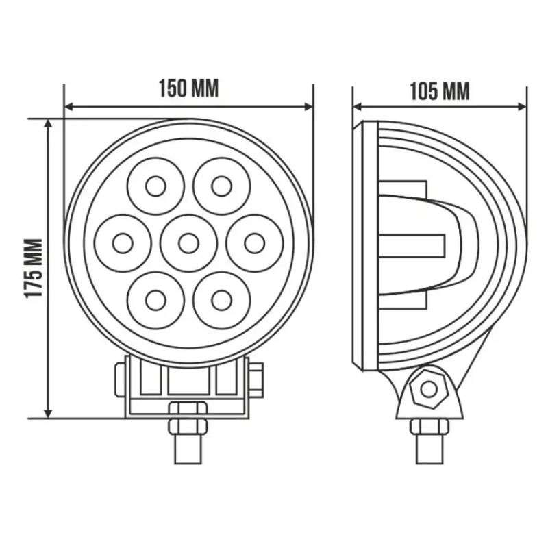 Додаткова фара на авто кругла Flood розсіяний білий колір світіння 5600Lm BELAUTO (BOL0710F)