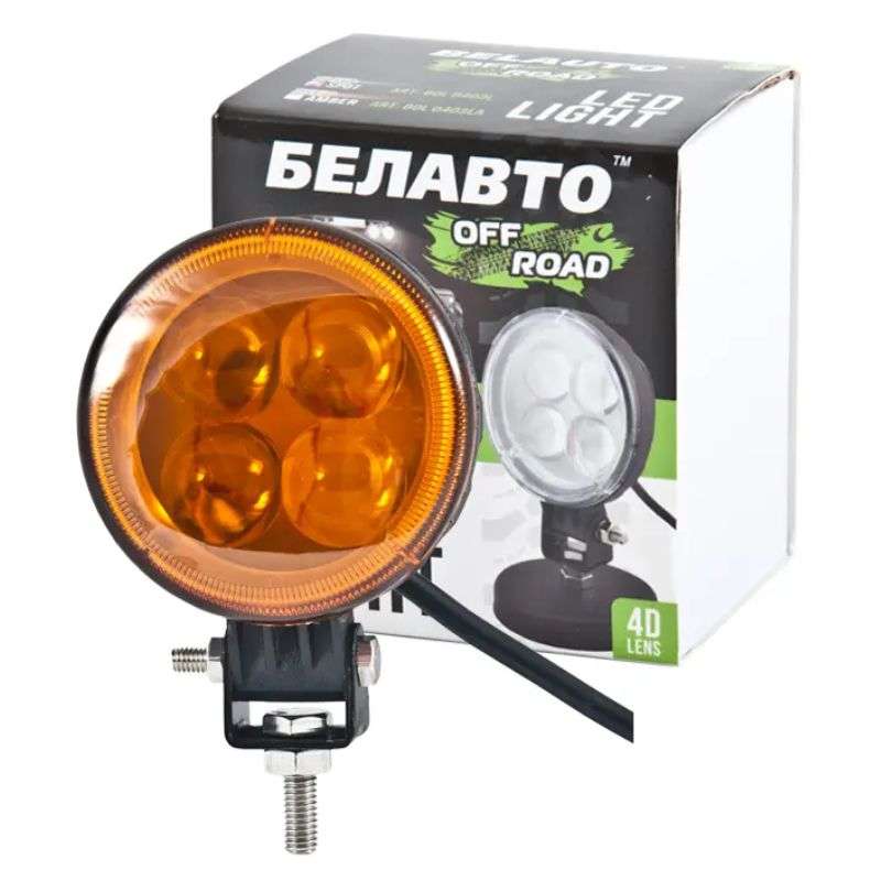 Додаткова фара на авто кругла Spot Amber спрямований жовтий колір світіння 800Lm BELAUTO (BOL0403LA)