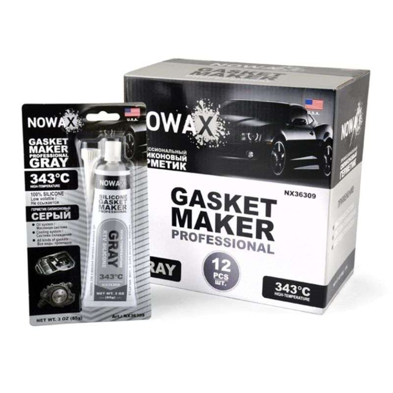 Герметик силіконовий для формування прокладок сірий NOWAX -73+343°С 85г (NX36309)