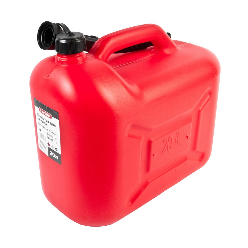 Пластикова каністра 20 л автомобільна CarLife для бензину та дизельного палива з лійкою (CA20)