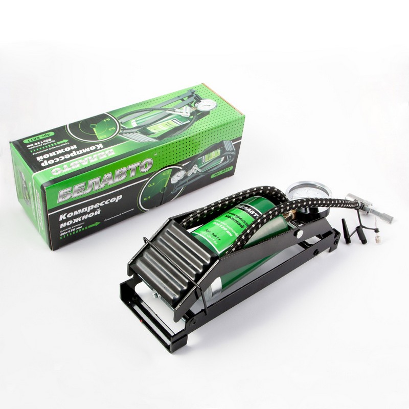 Насос ножний для авто і велосипеда однопоршневий 6Атм BelAuto з манометром (BL11)