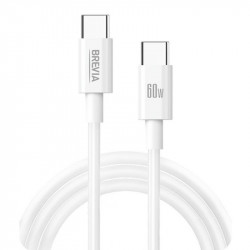 Кабель BREVIA Type-C to Type-C 60W 1m, white, box (250шт.) (55100WCCC1)