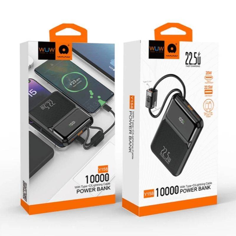Повербанк 10000mAh 22.5W 3А WUW Y158 Power Bank USB LED дисплей (Y158)