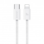 Кабель для зарядки і передачі даних Type-C-Lightning 480Мб/с 30W 1.2м білий Usams Rainbow Braided (SJ657USB01)