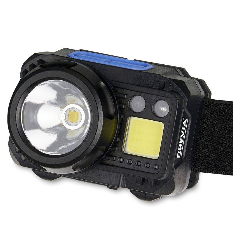 Фонарь налобный Brevia 500Lm, 3W CREE XPG+COB, 1200mAh/3xAAA, з сенсором білий/червоний (14350ERBX1)