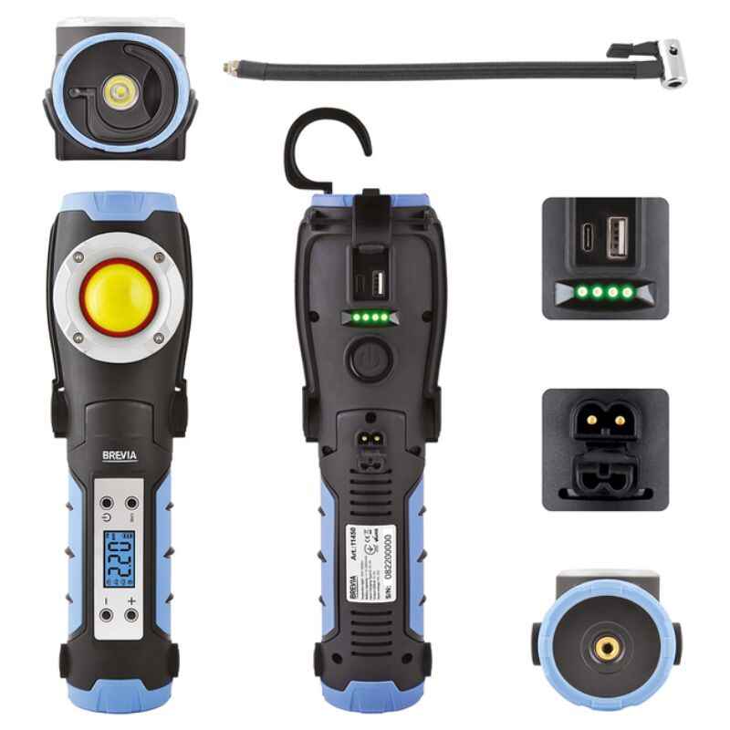 Ліхтар 1800Lm Brevia з компресором акумуляторний 100Вт 20л/хв (11450)