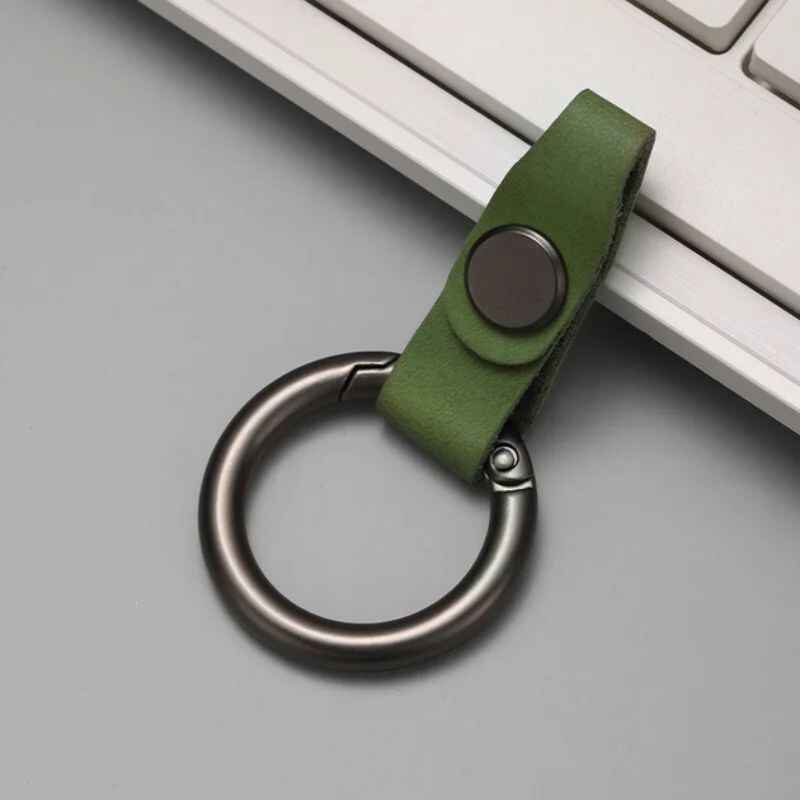 Брелок для ключів авто шкіряний RG з карабіном хакі (BRC-3GR)