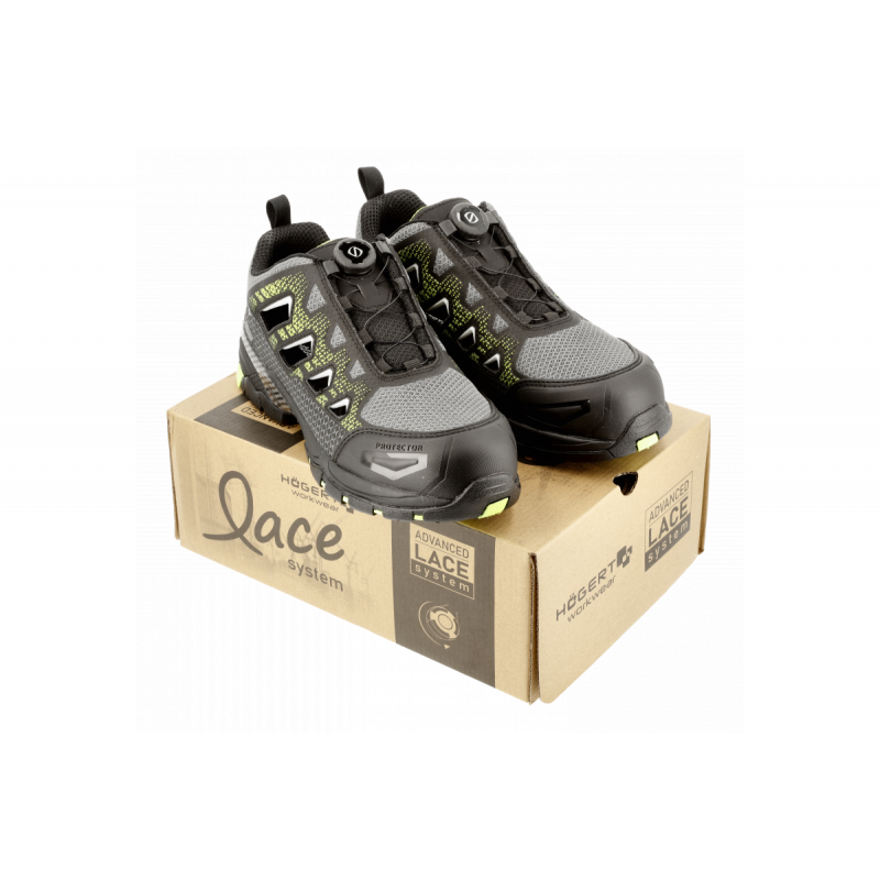 PAGLAU Рабочие сандали LACE SYSTEM S1PS SR FO черный/зеленый 41 Hogert (HT5K580-41)