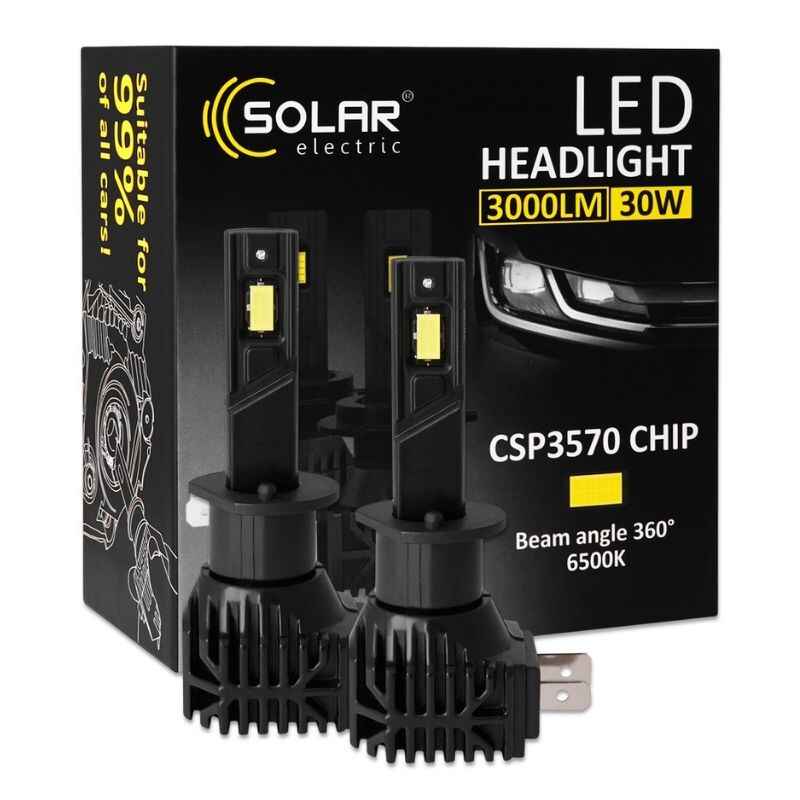 Світлодіодні автолампи LED H1 Solar 12/24V 30W 3000Lm 6500K CSP3570 2шт (8401S2)
