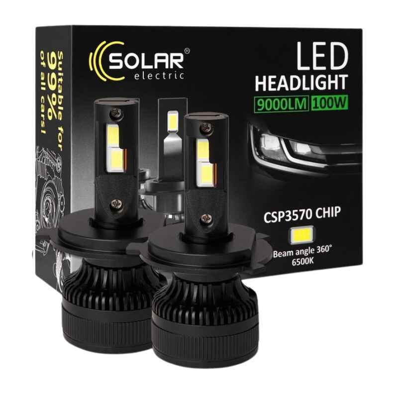 Світлодіодні автолампи LED H4 Solar 12/24V 100W 9000Lm 6500K CSP3570 2шт (8604S2)