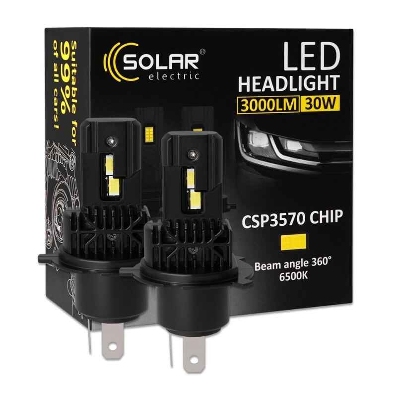 Світлодіодні автолампи LED H4 Solar 12/24V 30W 3000Lm 6500K CSP3570 2шт (8404S2)