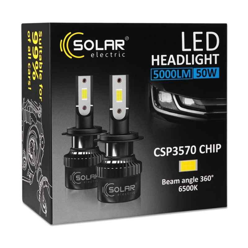 Світлодіодні автолампи LED H4 Solar 12/24V 50W 5000Lm 6500K CSP3570 2шт (8504S2)