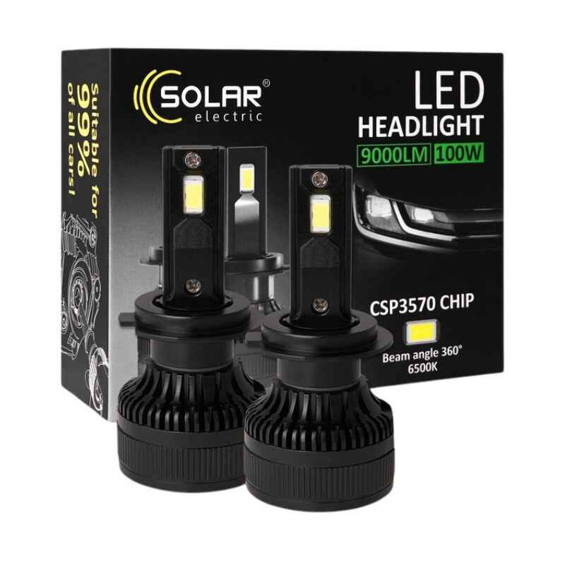 Світлодіодні автолампи LED H7 Solar 12/24V 100W 9000Lm 6500K, CSP3570 2шт (8607S2)