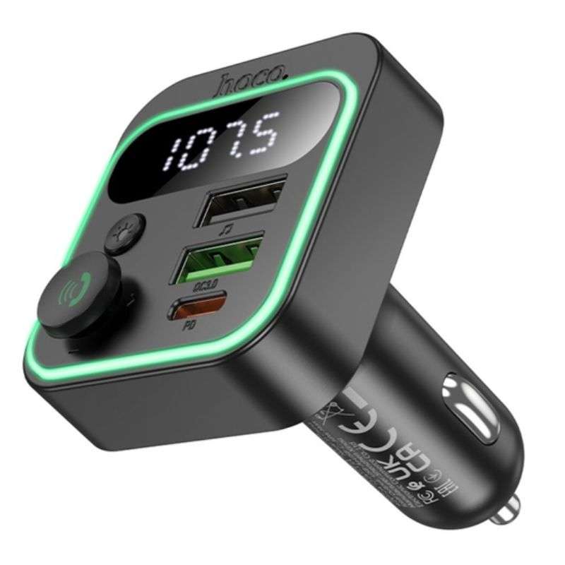 Адаптер автомобільний HOCO Tiger car BT FM transmitter E85 |2USB/1Type-C, 20W/3A, PD/QC|
