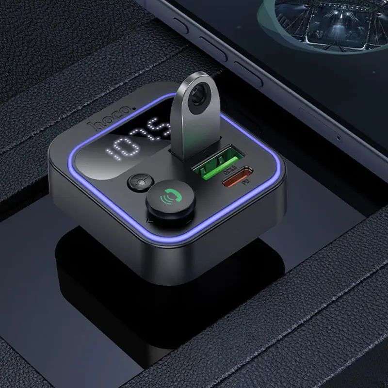Адаптер автомобільний HOCO Tiger car BT FM transmitter E85 |2USB/1Type-C, 20W/3A, PD/QC|