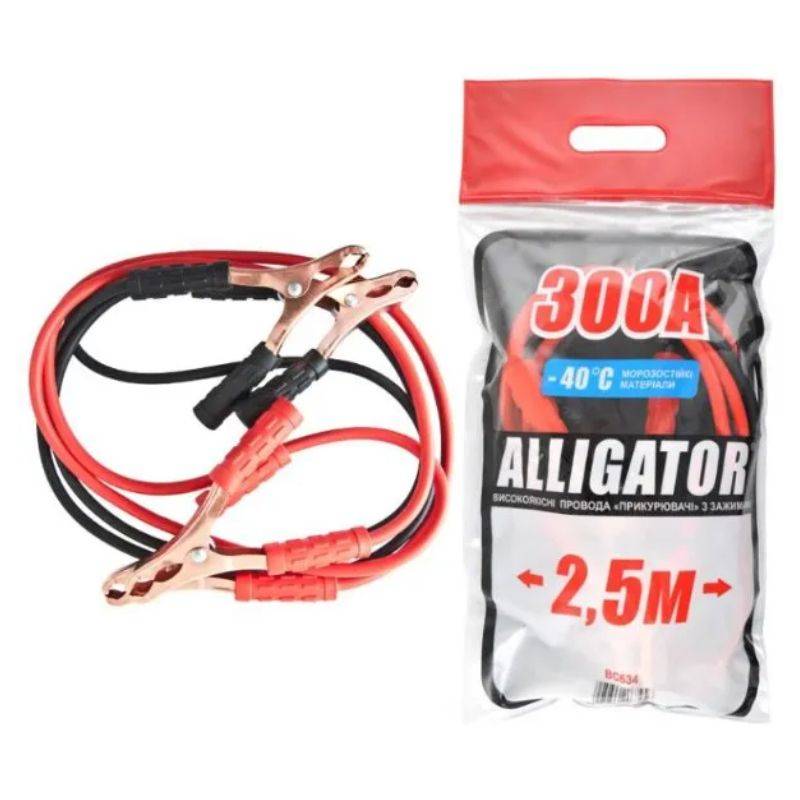 Пусковые провода 300A 2,5м Alligator в пакете (BC634)