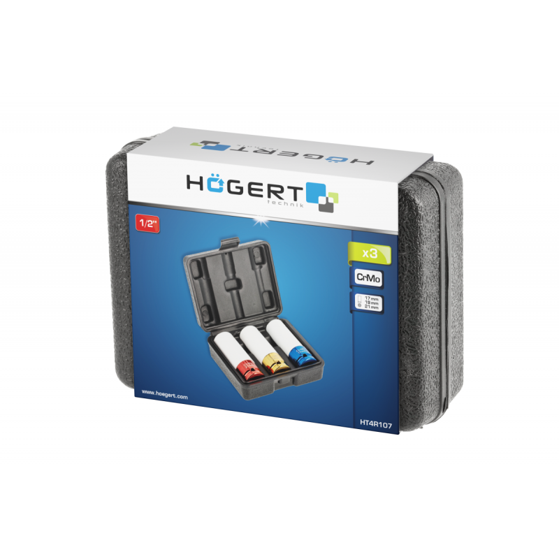 Набір ударних голівок для литих дисків 3 шт. 1/2'' Hogert (HT4R107)