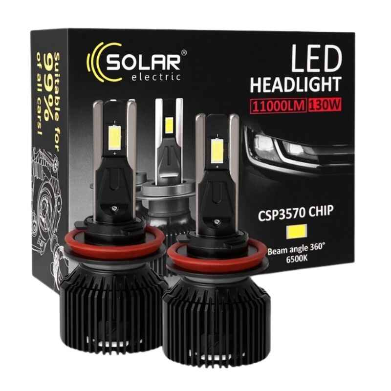 Светодиодные автолампы LED H8-H11-H16 Solar 12/24V 130W 11000Lm 6500K CSP3570 2шт (8711S2)