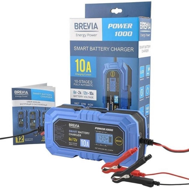 Зарядний пристрій Brevia Power 10А заряджання для акумуляторів батарей 4-200 Aг (21000EP)