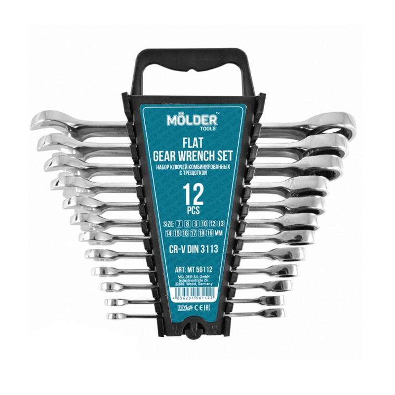Набір ключів комбінованих з тріскачкою 12шт 8-19 мм Molder (MT56112)