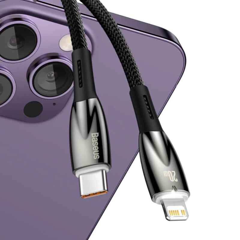 Кабель синхронізації швидкого заряджання Baseus Glimmer Series Type-C to iP 20W 1м Чорний (CADH000001)