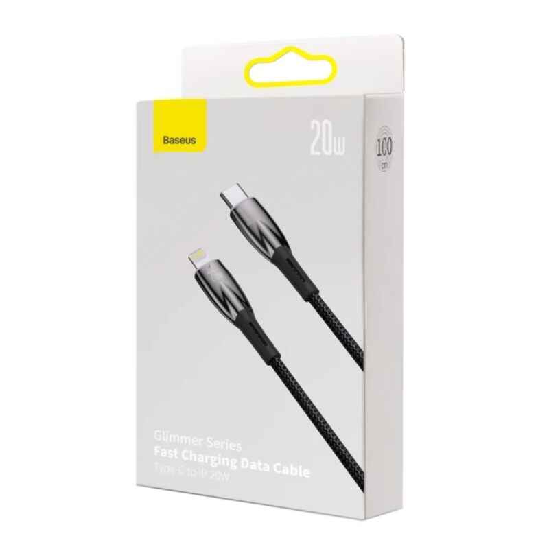 Кабель синхронізації швидкого заряджання Baseus Glimmer Series Type-C to iP 20W 1м Чорний (CADH000001)