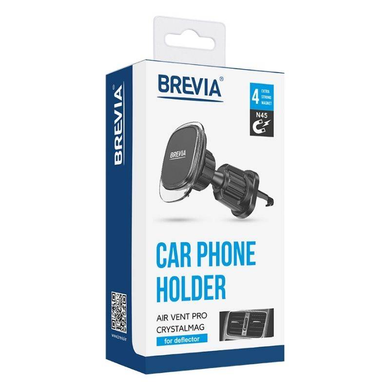 Тримач телефона BREVIA AirVent Pro СrystalMag для дефлектора, магнітний, 4 магніти (100шт.) (48510)