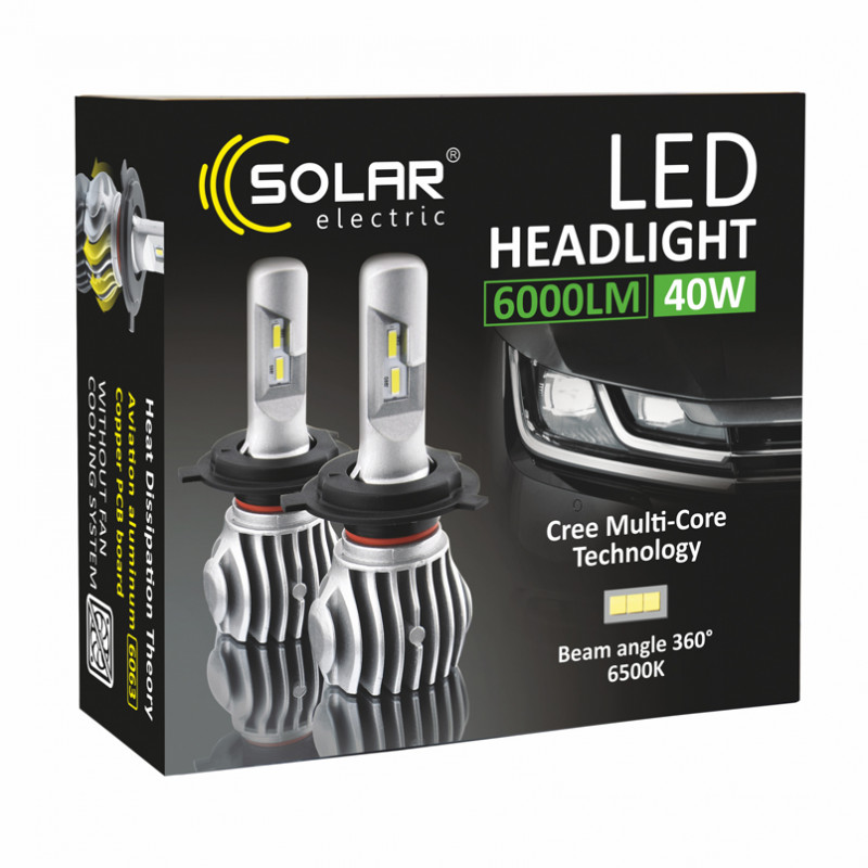 LED автолампа SOLAR H4 12/24V 6500K 6000Lm 50W Cree Chip (8604)