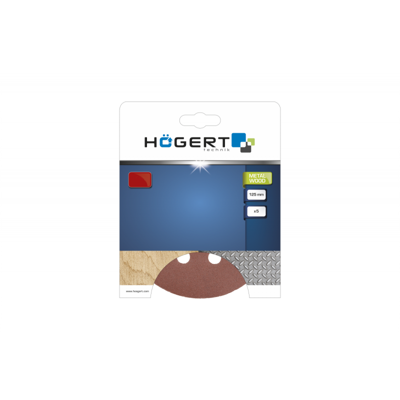 Шліфувальне коло на липучці з отворами 5 шт. 125мм G150 Hogert (HT8D125)