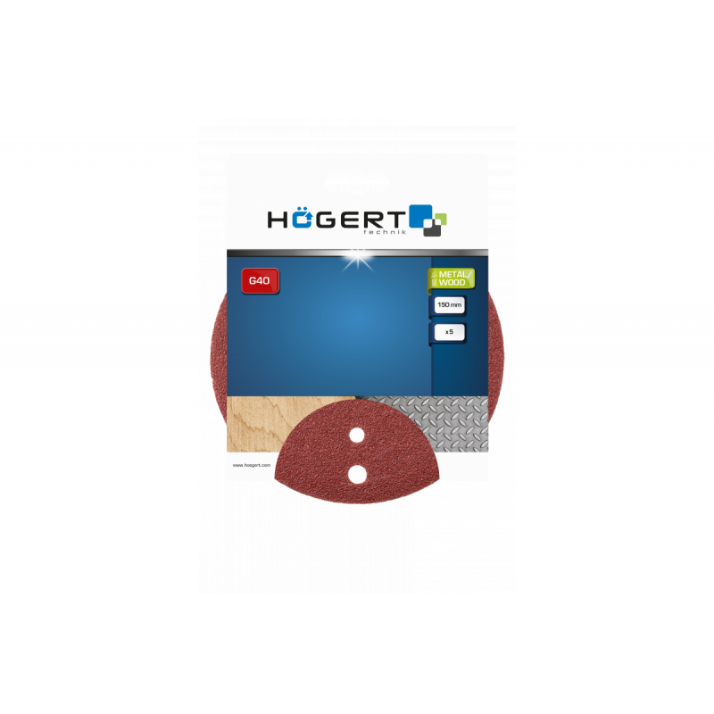 Шліфувальне коло на липучці з отворами 5 штук 150мм G40 Hogert (HT8D130)