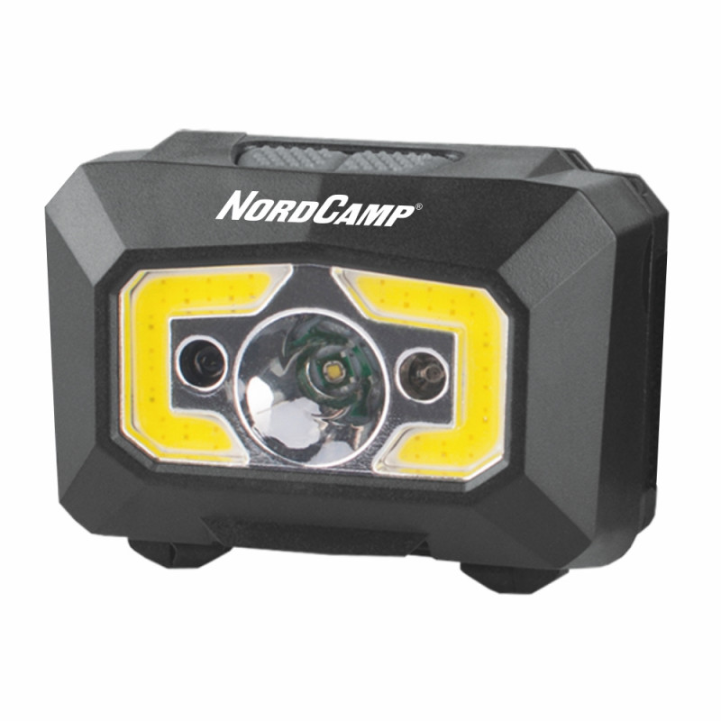 Фонарь налобный 200Lm 3W XPE/COB Nord Camp 3xAAA белый/красный IP44 с датчиком движения (NC30300)