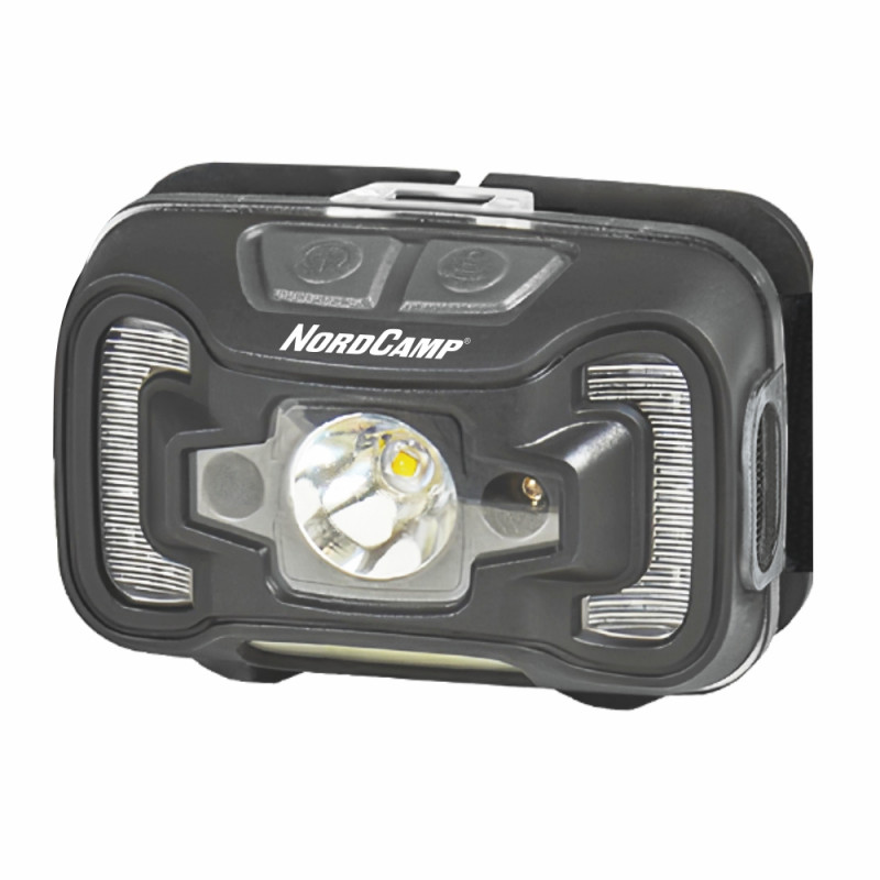 Фонарь налобный 260Lm 5W CREE XTE/COB Nord Camp 3xAAA белый/красный IP44 с датчиком движения (NC30400)