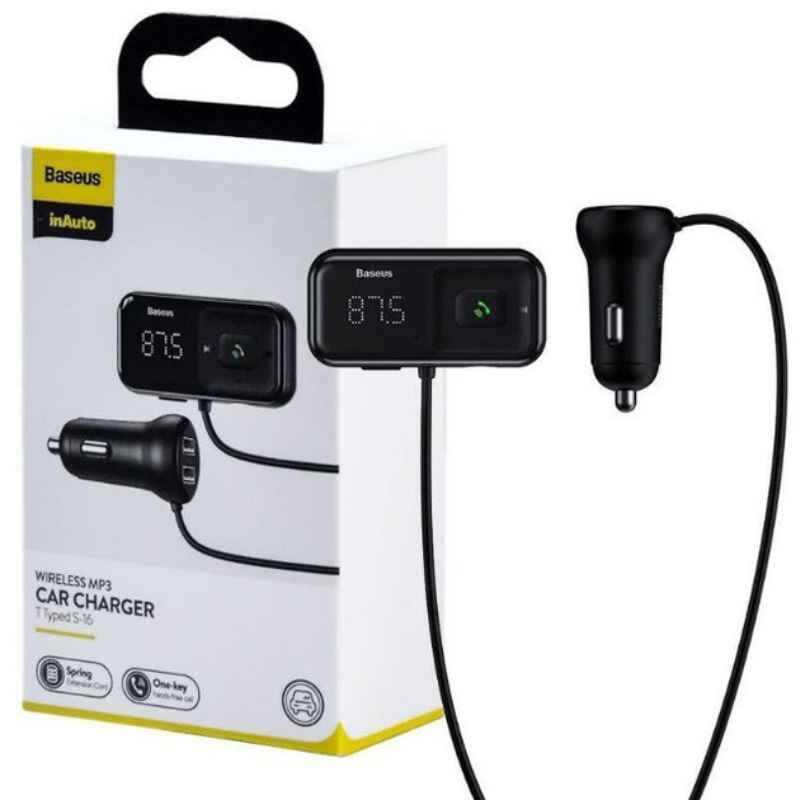 FM модулятор Bluetooth трансмітер для авто 3.1A Baseus 2 USB колір чорний (CCTM-E01)