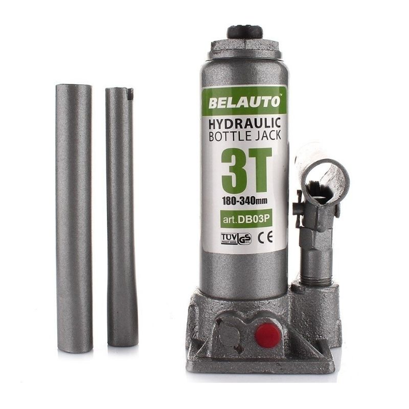 Домкрат гідравлічний пляшковий 3т BELAUTO 180-340мм для автомобіля в пластиковій упаковці (DB03P)