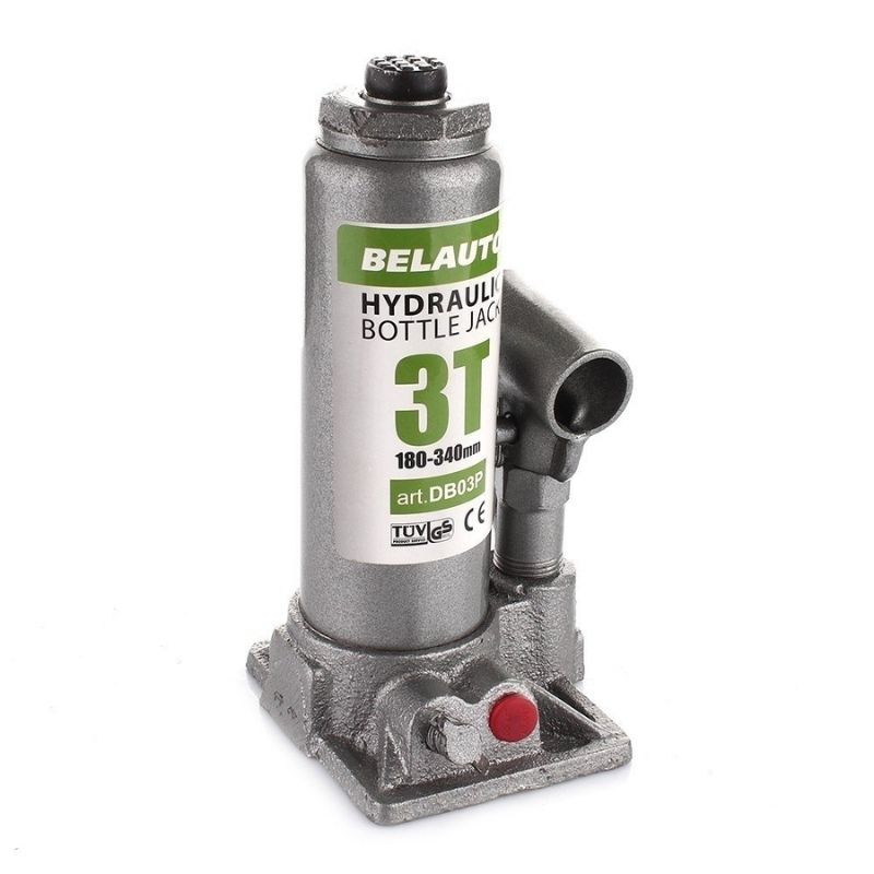 Домкрат гідравлічний пляшковий 3т BELAUTO 180-340мм для автомобіля в пластиковій упаковці (DB03P)