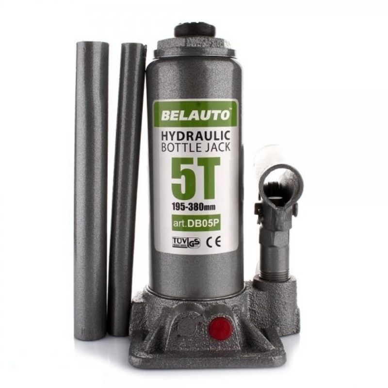 Домкрат гідравлічний пляшковий 5т BELAUTO 195-380мм для автомобіля в пластиковій упаковці (DB05P)