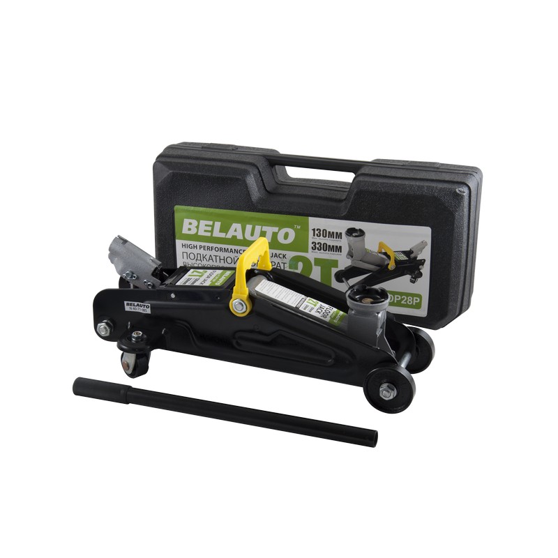 Домкрат гідравлічний підкатний 2т BELAUTO 130-330мм для автомобіля в пластиковій упаковці (DP28P)