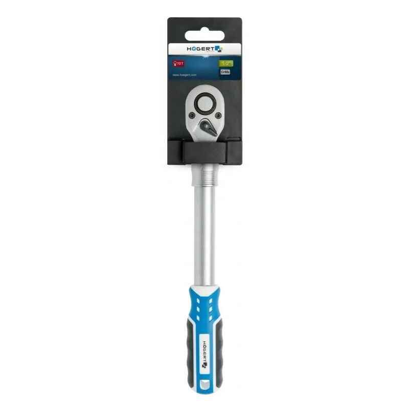 Трещотка 1/2" 72 310мм CrV CrMo зубец Hogert телескопическая с кнопкой (HT1R342)