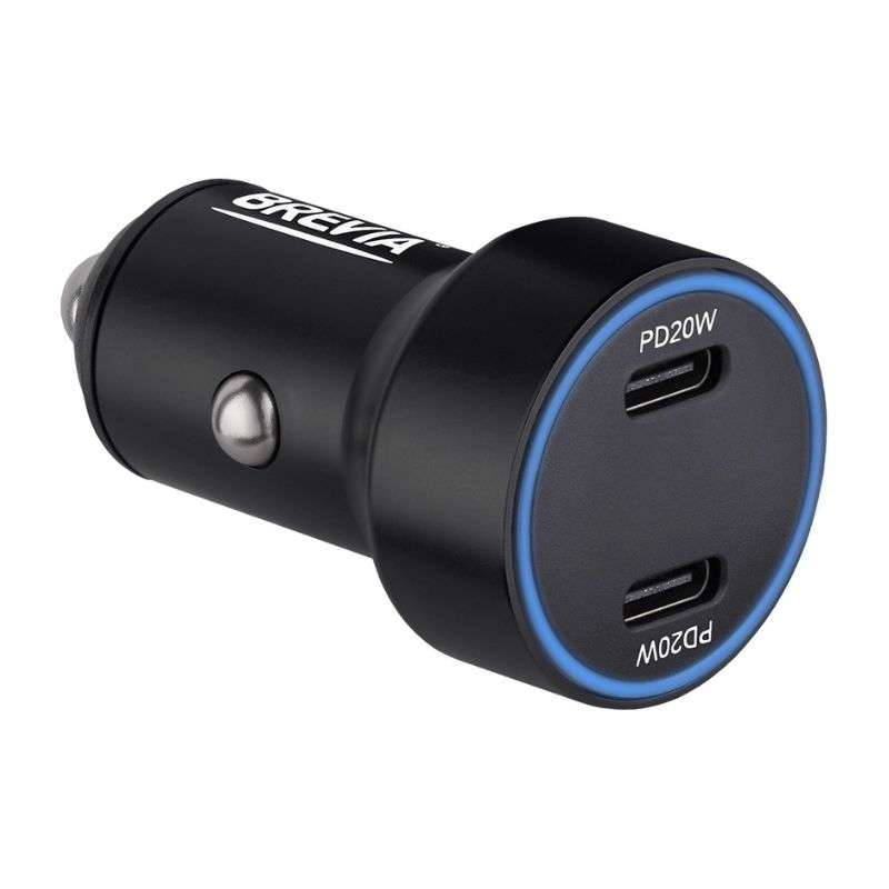Автомобільний зарядний пристрій BREVIA ePower DualCharge Display 40W 2xUSB-C чорний 46040DCLB (46040