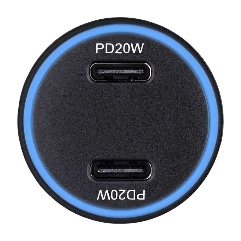 Автомобільний зарядний пристрій BREVIA ePower DualCharge Display 40W 2xUSB-C чорний 46040DCLB (46040