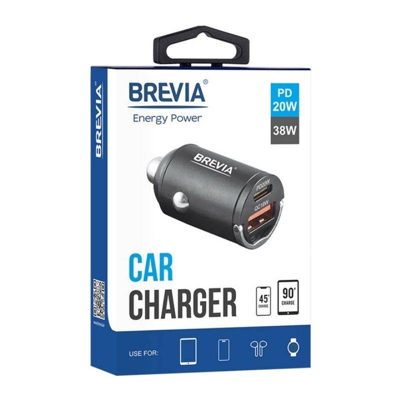 Автомобільний зарядний пристрій BREVIA ePower NanoMetal 38W 1xUSB-C+1xUSB-A чорний 46038CAMB (46038C