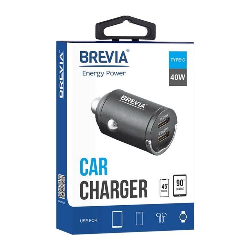 Автомобільний зарядний пристрій BREVIA ePower NanoMetal 40W 2xUSB-C чорний 46040DCMB (46040DCMB)