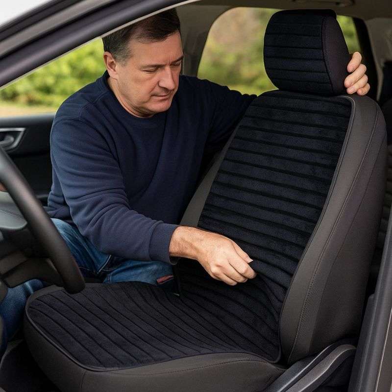 Накидки на сидіння авто Barcelona комплект на передні сидіння та підголовники 2+2 чорний (GE0720)