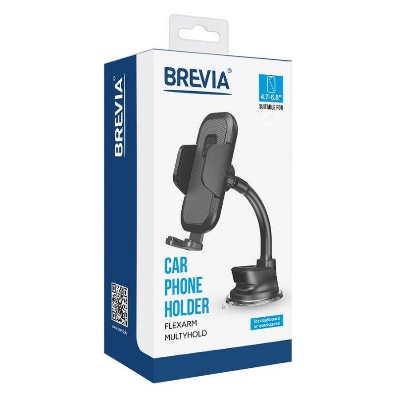 Тримач телефона BREVIA FlexArm MultyHold із присоскою, гнучкий 163mm, для 4.7-6.8", ширина до 90мм