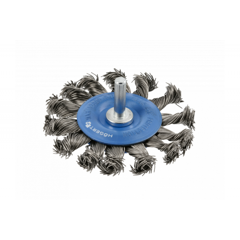 Щітка дискова по металу і дереву 75мм 20000об/хв Hogert кручена сталева для дриля (HT7D716)