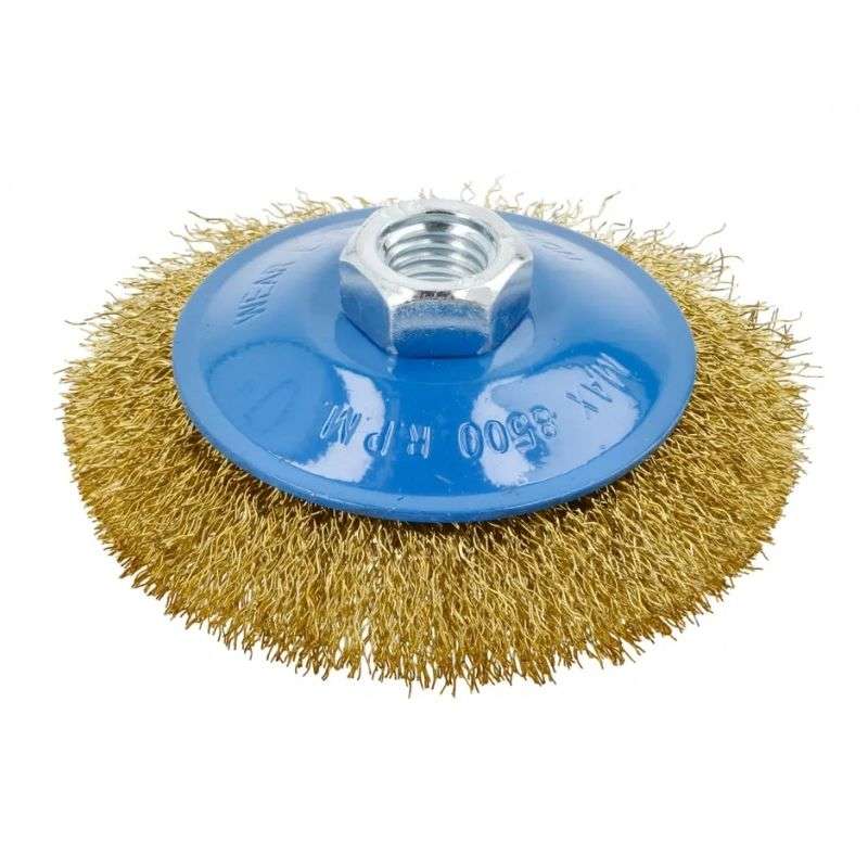 Щітка дискова по металу і дереву 100мм 8500об/хв Hogert пряма сталева для болгарки (HT7D722)