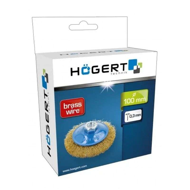 Щітка дискова по металу і дереву 100мм 8500об/хв Hogert пряма сталева для болгарки (HT7D722)
